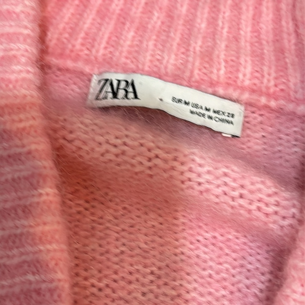 ZARA Bubblegum Pink Cardigan Sweater Fuzzy Soft Feminine Coquette Size medium - Picture 8 of 10